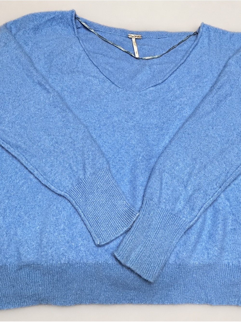 Free People Harmony Light Blue Cashmere V-Neck Women's Sweater